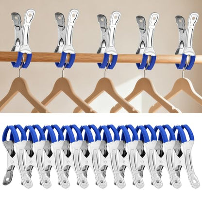Heavy Duty Metal Beach Towel Clips, 4.33 Inch, 10 Pack Outdoor Clothes Clothespins - color: Blue Clips