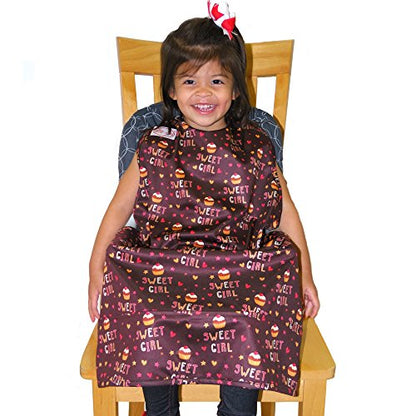 BIB-ON XL, Full-Coverage Bib and Apron Combination for Toddler, Kids Ages 3 and Up. (Sweet Girl Cupcake) - color: Sweet Girl Cupcake