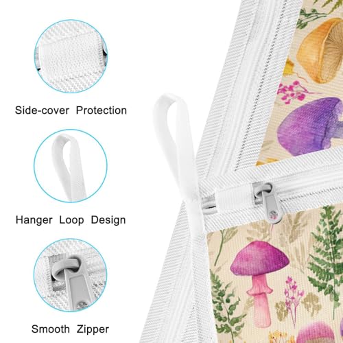Mesh Laundry Bags Lingerie Bags for Washing Delicates 2 PCS Durable Wash Bag with Zipper Small and Medium Washable Mushroom Colorful Pattern - color: Mushroom Leaves Pink Green