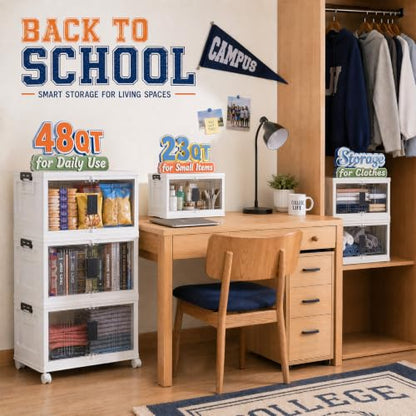 OlarHike 144QT Storage Bins with Lids for Closets, Office, Dorm, 3 Pack - size: 48QT-White