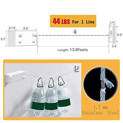 BESy Retractable Double Clothesline Laundry Indoor Washing Clothes Line - size: Double Rope, style: White