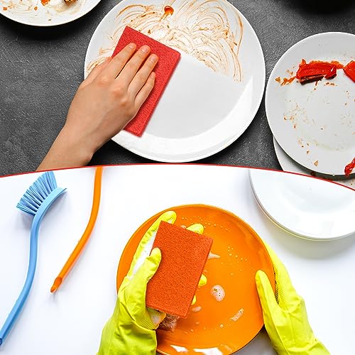 Hoolerry 100 Pcs Heavy Duty Scouring Pads Bulk for Kitchen Dish, Multicolor - color: Multicolor