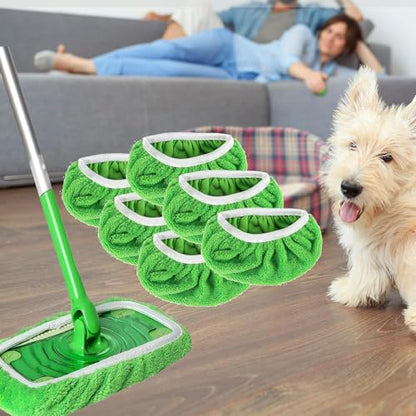 2IN1 Reusable Mop Mat Floor Sweeping Mops Fill Household Cleaning Tools Dust Mop Cloth Dry and Wet Use Shoe Cover,22*9cm (Green,2pcs) - color: Green,2pcs