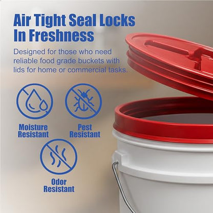 ePackageSupply 3.5 Gallon Bucket, Food-Grade w/Lid, BPA-Free, Red, 3 Packs - color: Red, size: 3 Packs