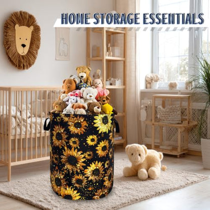 Sunflowers Laundry Basket Oxford Cloth Foldable Hamper 18.9x16.5 Inch - color: Beautiful Sunflower Flowers