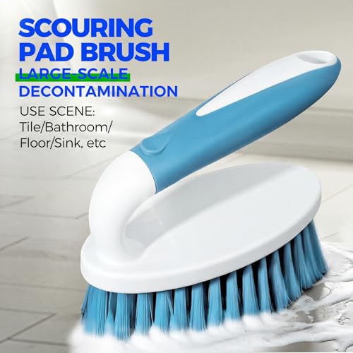 Holikme Cleaning Brush Set for Household Use, Scrub Brush, Kitchen Brush, Tile Lines Brush for Bathroom, Floor, Tub, Shower and Kitchen Surface (Blue) - color: Blue