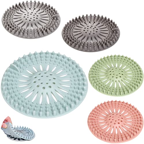 5 Pack Hair Catcher Durable Silicone Hair Stopper Shower Drain Covers, Easy to Install and Clean for Bathroom Bathtub Kitchen