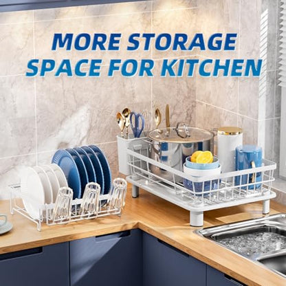 GAOKASE Dish Drying Rack,Stainless Steel-Dish Rack,Double Layer, - color: White 3
