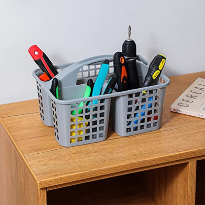Portable Shower Caddy Basket Plastic Storage Basket with Compartments Grey - color: Grey