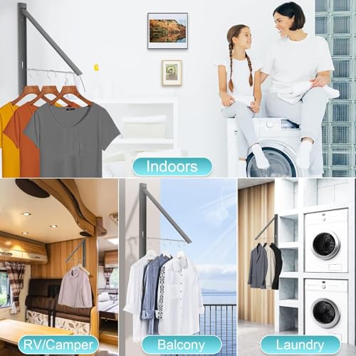 Foldable Wall Mount Drying Rack, 65lb, Space Saving Gray - color: Gray