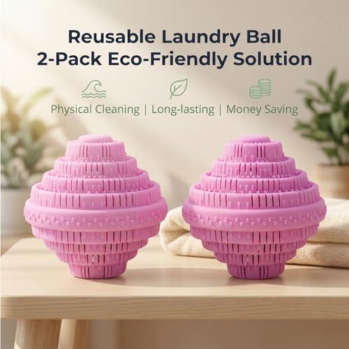 Eco-Friendly Laundry Balls, Premium Washing Ball, Add Double The Ceramic Balls Again, 2000 Times Super Laundry Balls, All Natural No-Chemical Detergent(Large,Pink) - color: 2Pack,Pink