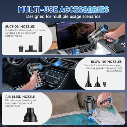 KMM Handheld Car Vacuum Cleaner, 16000PA Air Duster & Hand Held Vacuum - color: Blue & Black