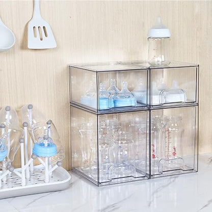 Vtopmart Clear Stackable Storage Drawers, 2 Pack Tall Plastic Organizers - style: 2pack High