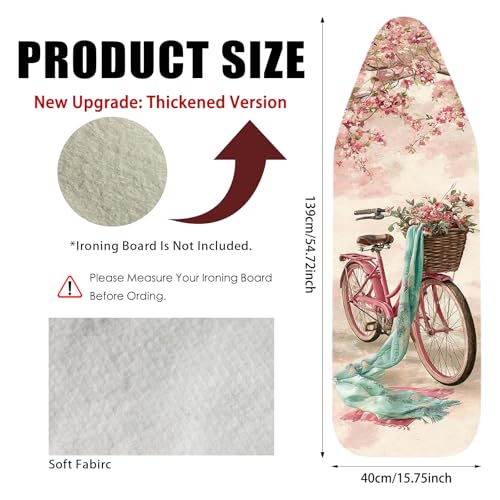 Nuxovilar Cherry Blossom Bicycle Ironing Board Cover 15x54 Cotton - color: Yfw08355
