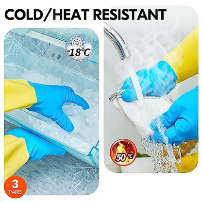 Vgo... Cleaning Gloves,Dishwashing,Kitchen,Heavy Duty,Reusable - size: Large(3 Pairs)