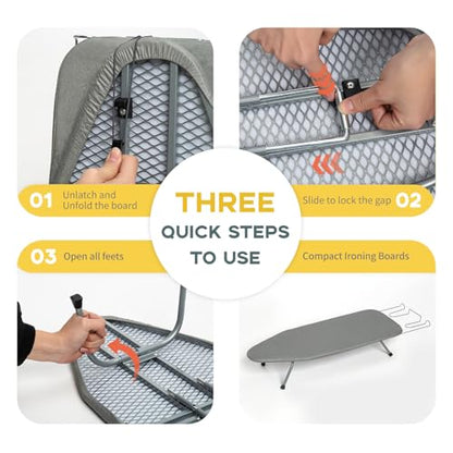 RAINHOL Gray Mini Tabletop Ironing Board 31"x12" - color: Gray, size: Steel Mesh