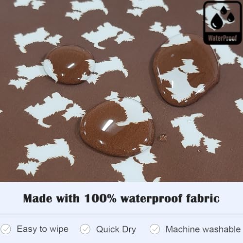 Plie Full Coverage Waterproof Feeding Bib for Toddlers – Extra Long Apron Bib for Mealtime, Self-Feeding, High Chairn - color: Brown/Puppy