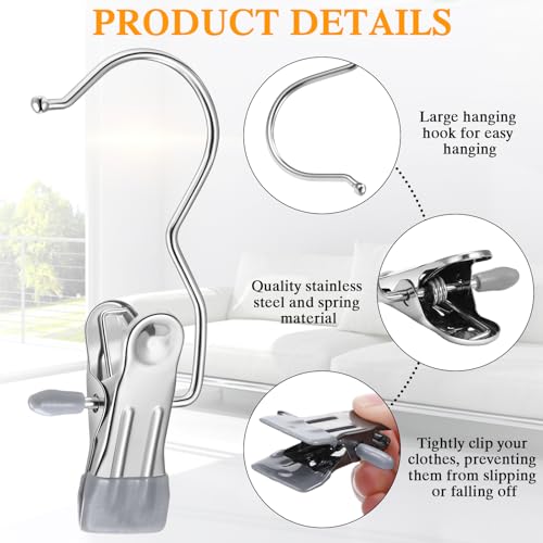 Yinder 150 Pcs Boot Hanger Clips Laundry Hooks Stainless Steel Hooks,Gray - color: Gray