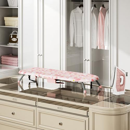APEXCHASER Small Ironing Board with Iron Holder Without Iron Rest, Pink - color: Pink