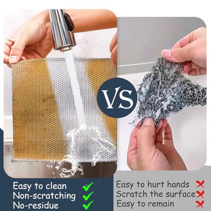 Navona 12 Pcs New Upgrade Steel Wire Dishcloth,Triple-Layer Steel Wire Cleaning Cloth,Powerful Cleaning Non-Scratch Wire Dishcloth Rag for Cookware, Sinks, Dishes, Stove Tops - color: 12-pack (Triple-layer)