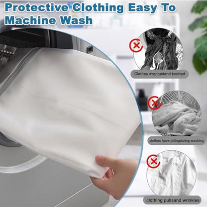 1PCS Mesh Laundry Bags, Protective Washing Bags with Zipper, Delicates Anti Tangle Anti Pilling Travel Storage, White, 19.5×23.4 in - size: 19.5×23.4 in