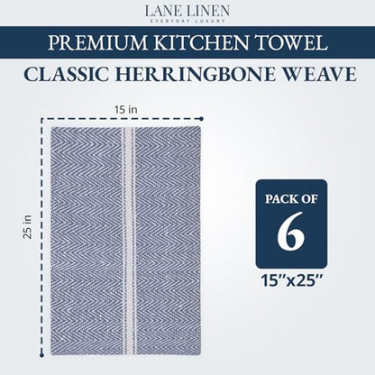 LANE LINEN Kitchen Towels 100% Cotton Absorbent Lint-Free 6 Pack - color: 01: Blue Chambray, size: 06 Pack