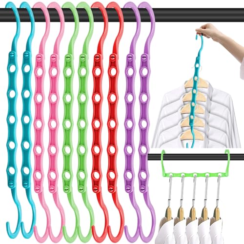 10 Pack Space Saving Hangers, Closet Organizer & Storage for Clothes, Multi - color: Multicolor