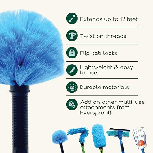 EVERSPROUT 5-to-12 Foot Cobweb Duster & Pole Combo, Extendable to 20 Ft - style: Cobweb Duster + 12' Extension Pole