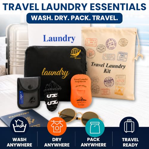 Travel Laundry Detergent Sheets with Laundry Bag and Strong Portable Clothesline – Laundry Detergent Sheets, Foldable Laundry Bag & Elastic Travel Clothesline for Hotels, Cruises & Trips - style: Pocket Sheets (50) + Laundry Bag + Light Clothesline