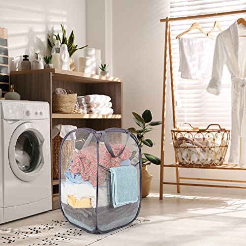 BATTOO Deluxe Strong Mesh Pop up Laundry Hamper Basket with Side Pocket Foldable Hamper for Laundry Room, Bathroom, Kids Room, College Dorm or Travel Black + Grey - color: Black+Grey