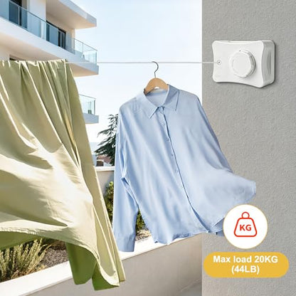 16.7 Ft Retractable Clothesline Indoor & Outdoor - size: Rectangle-White