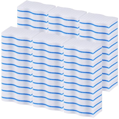 SiliFine Magic Extra Durable Sponge Eraser 3 Layer Density Cleaning Pads in Bulk Thick More Lasting Sponge Eraser for Bathroom Kitchen Floor Bathtub Toilet Cleaner(60 Pcs,White, Blue) - color: Blue and White