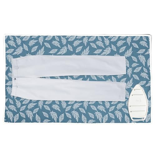 Encasa XO Ironing Mat, Heat Resistant Pad 48"x28" Big Leaves Blue - color: Big Leaves Blue, size: Large