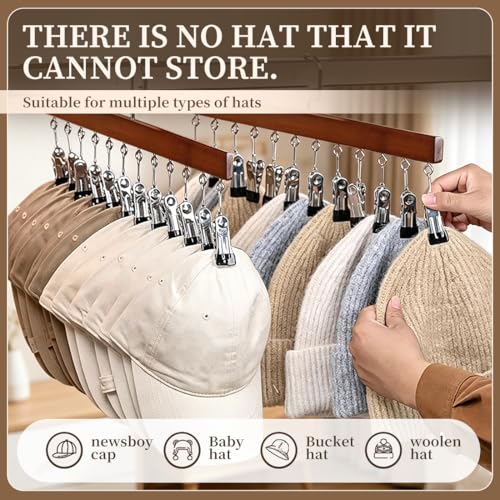 2 Pack Wooden Pants Hangers with 12 Clips, Space Saving Hanging Closet Organizer, Multi-Purpose Hanger for Leggings, Socks, Underwear, Bras, Towels, Closet Storage Solution (Retro) - color: Retro