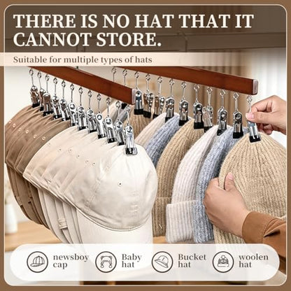 2 Pack Wooden Pants Hangers with 12 Clips, Space Saving Hanging Closet Organizer, Multi-Purpose Hanger for Leggings, Socks, Underwear, Bras, Towels, Closet Storage Solution (Retro) - color: Retro