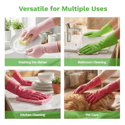 Nitrile Rubber Cleaning Gloves, 3 pairs of reusable kitchen gloves, ideal for dishwashing and household cleaning - size: Medium