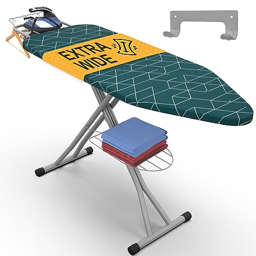 Xabitat Ironing Board Extra-Wide 57" x 18" Foldable with Wall Hanger - color: Green + Gray, size: 18 x 57 Inches
