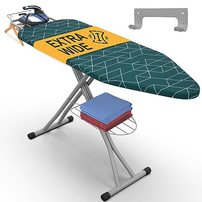Xabitat Ironing Board Extra-Wide 57" x 18" Foldable with Wall Hanger - color: Green + Gray, size: 18 x 57 Inches