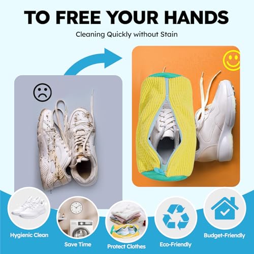 Shoe Washing Machine Bag: Laundry Shoe Bag Keeps Clean - Reusable Shoe Washing Bag for Sneaker Tennis Shoes Unstain Cleaner Kit(Yellow 2 Pcs) - color: Yellow