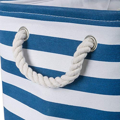 Bone Dry Pet Storage Collection Striped Paw Patch Bin, Large Rectangle, Navy - color: Navy, size: Large Rectangle