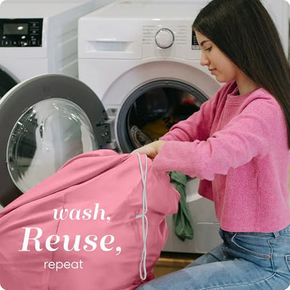 Handy Laundry Bag with Shoulder Strap 30"x40", Extra Large, Pink - color: Pink, size: 1-Pack