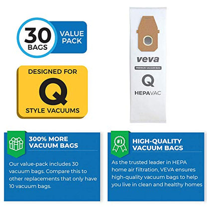 30 Pack HEPA Type Q Vacuum Bags, Compatible with Hoover Upright Vacuum Cleaner Model AH10000, UH30010COM, Premium Cloth Vacuum Bags