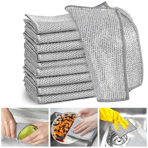 XANGNIER Non Scratch Wire Dishcloth,Wire Dishwashing Rags,8 * 8 in,8 Pcs - color: 8 Pcs