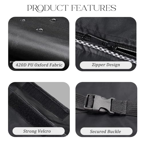 1Pack Washer and Dryer Covers Outdoor Washing Machine Cover for Top and Front Load 420D PU Waterproof Laundry Dryer Cover with Zipper and Storage Bag, W29”x D28”x H43” (Black)