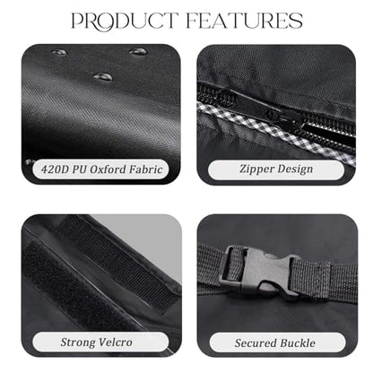 1Pack Washer and Dryer Covers Outdoor Washing Machine Cover for Top and Front Load 420D PU Waterproof Laundry Dryer Cover with Zipper and Storage Bag, W29”x D28”x H43” (Black)