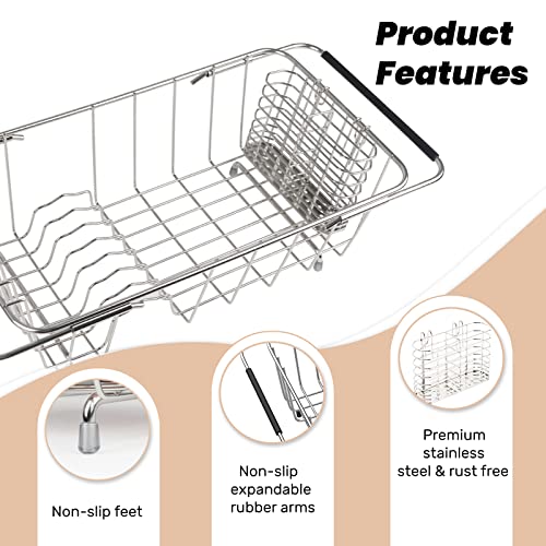 Sink Dish Drainer Rack, Expandable Stainless Steel Dish Drying Rack - color: Small Dish Drying Rack