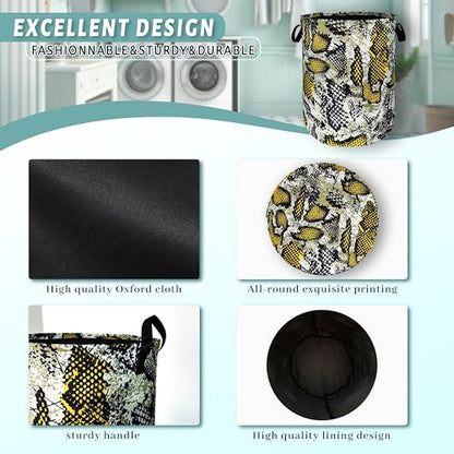Retro Snake Laundry Basket Oxford Cloth Foldable Hamper 18.9x16.5 In - color: Retro Snake Texture Snake