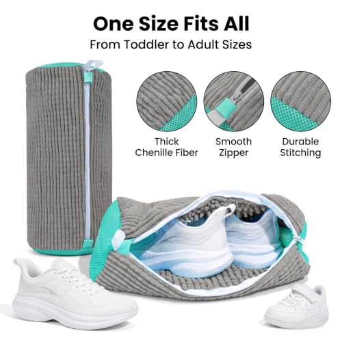Shoes Washing Bag(2Pcs) Durable Sneaker Laundry Bag for Washer Dryer (Grey) - color: Grey