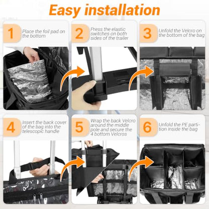 Large Cleaning Caddy Bag with Wheels,Cleaning Bags with Detachable Trolley,Cleaning Supplies Bag Built-in Hard Support Board,Waterproof,Multiple Storage Pockets for Housekeepers - size: 14.96*9.84*11.81inches;28.5L