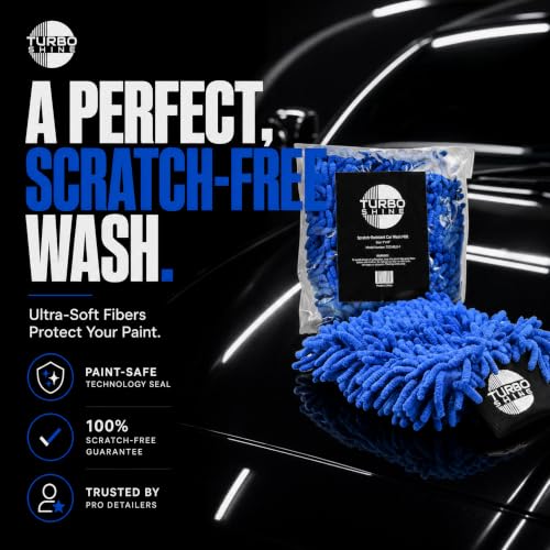 Microfiber Car Wash Mitt, Chenille Noodle Glove for Cars, Trucks, RVs, and Boats, Scratch-Free, Machine Washable, Reusable (1, Blue) - color: Blue